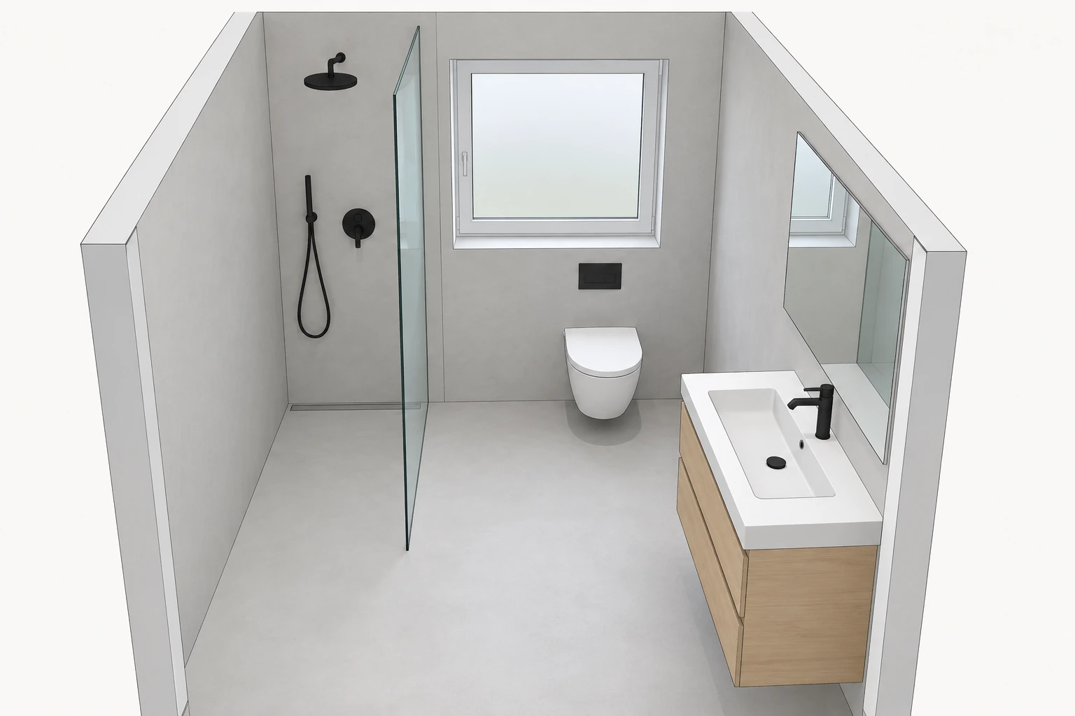 Gestaltungsbeispiel: Geometrisches 3D-Modell desselben Bads